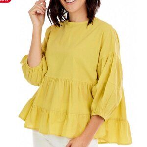 Lemon Flounce Blouse by MudPie - NWT! Size L